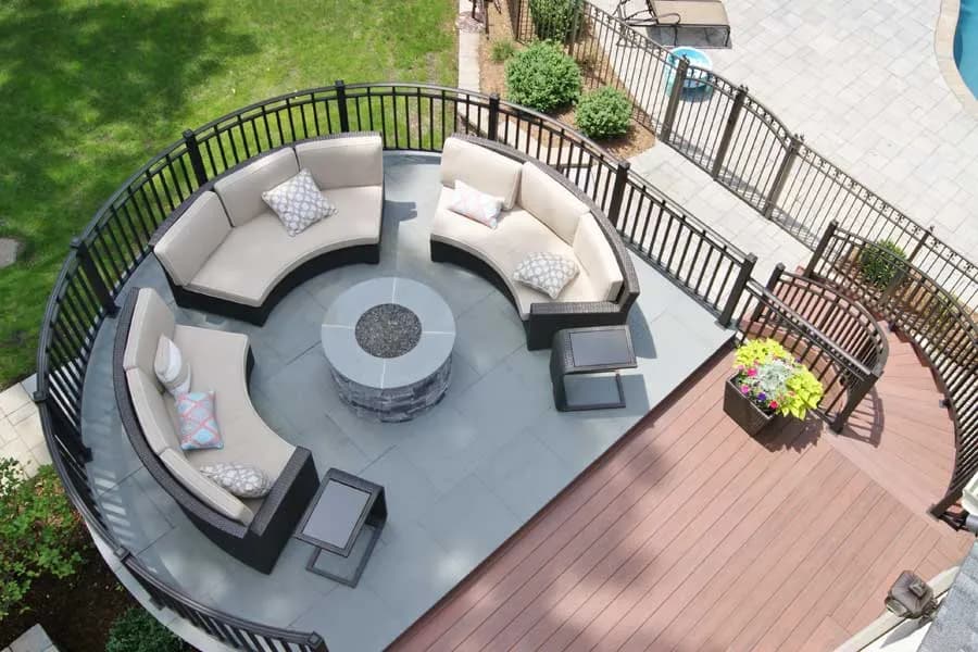 Composite deck design inspiration with an outdoor seating area
