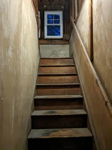 Attic stairs before the renovation