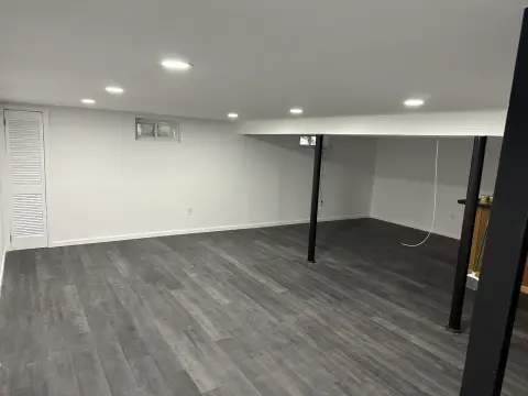 Rebuilt basement with open floor plan